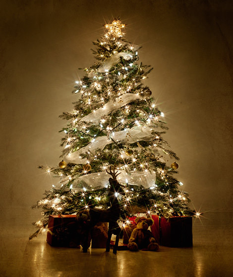 arbre noel dore Epicea